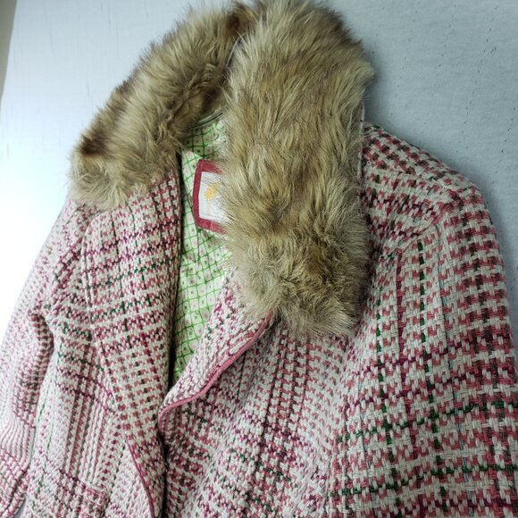Vintage Y2K Hollister Co Penny Lane Coat Jacket Wool Blend Woven Plaid 70s Retro - Picture 13 of 16